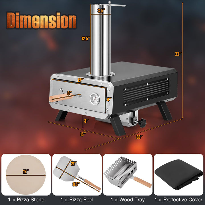 Giantex Pizza Oven Outdoor - 360° Rotating Pizza Stone