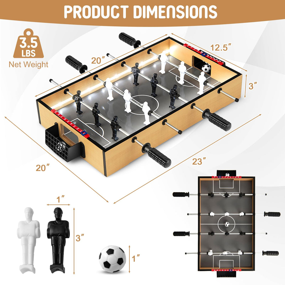 Giantex 20 Inch Foosball Table - Tabletop Football Table w/LED Lights, Realistic Players & 2 Balls