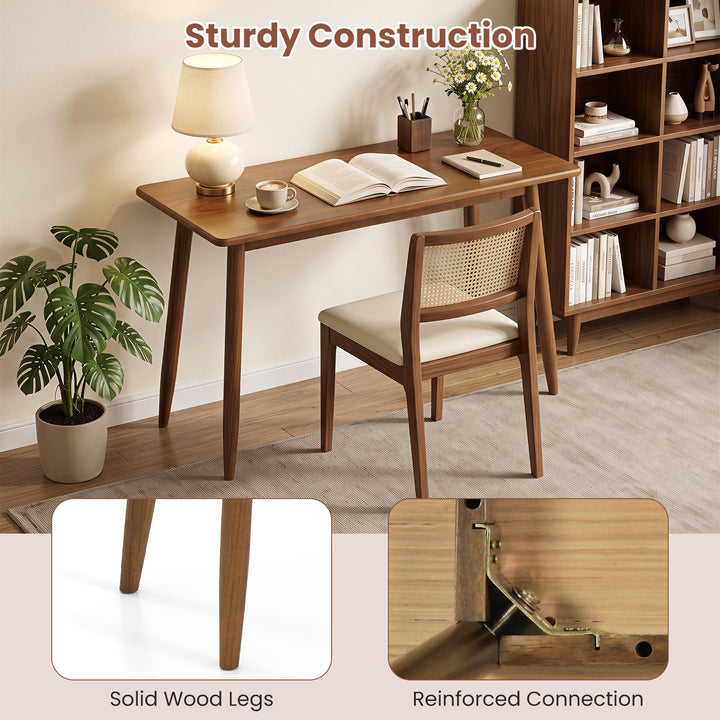 GIANTEX Wooden Computer Desk with Rubber Wood Legs