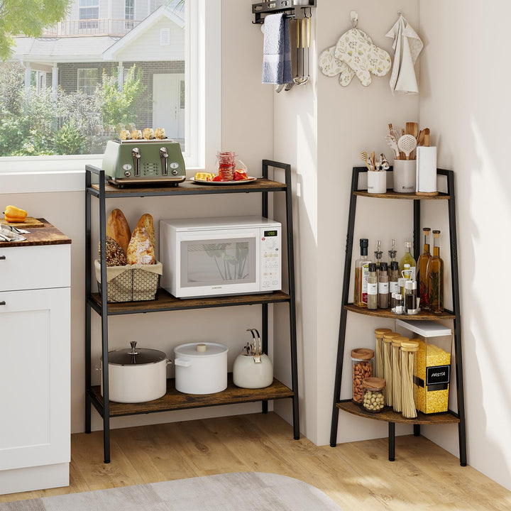 GIANTEX 43.5" Tall 3-Tier Ladder Shelf &amp; Corner Shelf Set