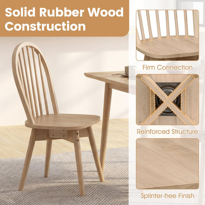 Giantex Windsor Dining Chairs Set of 2/4 Farmhouse Swivel Kitchen Chairs with Spindle Back