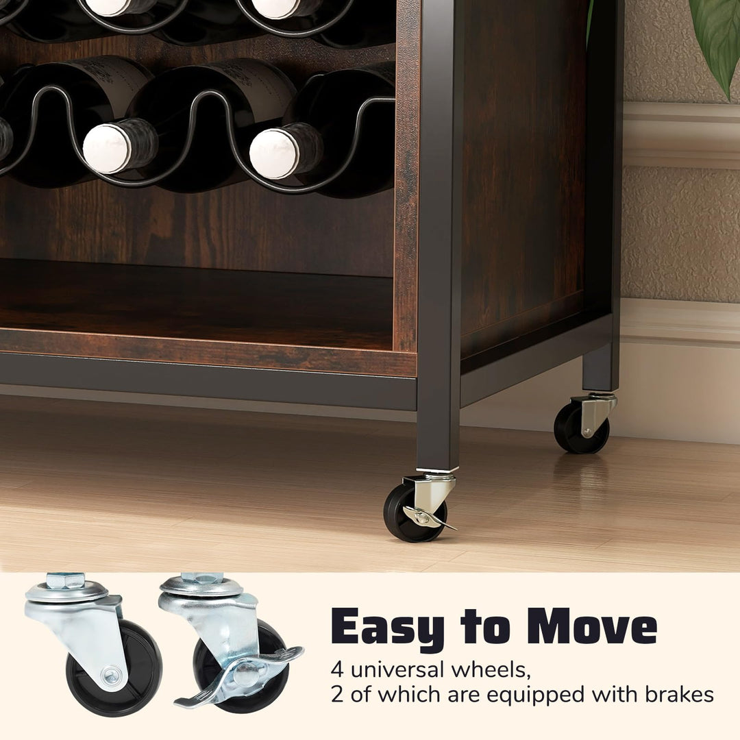 Giantex Wine Bar Cabinet with LED Light Kitchen Buffet Sideboard