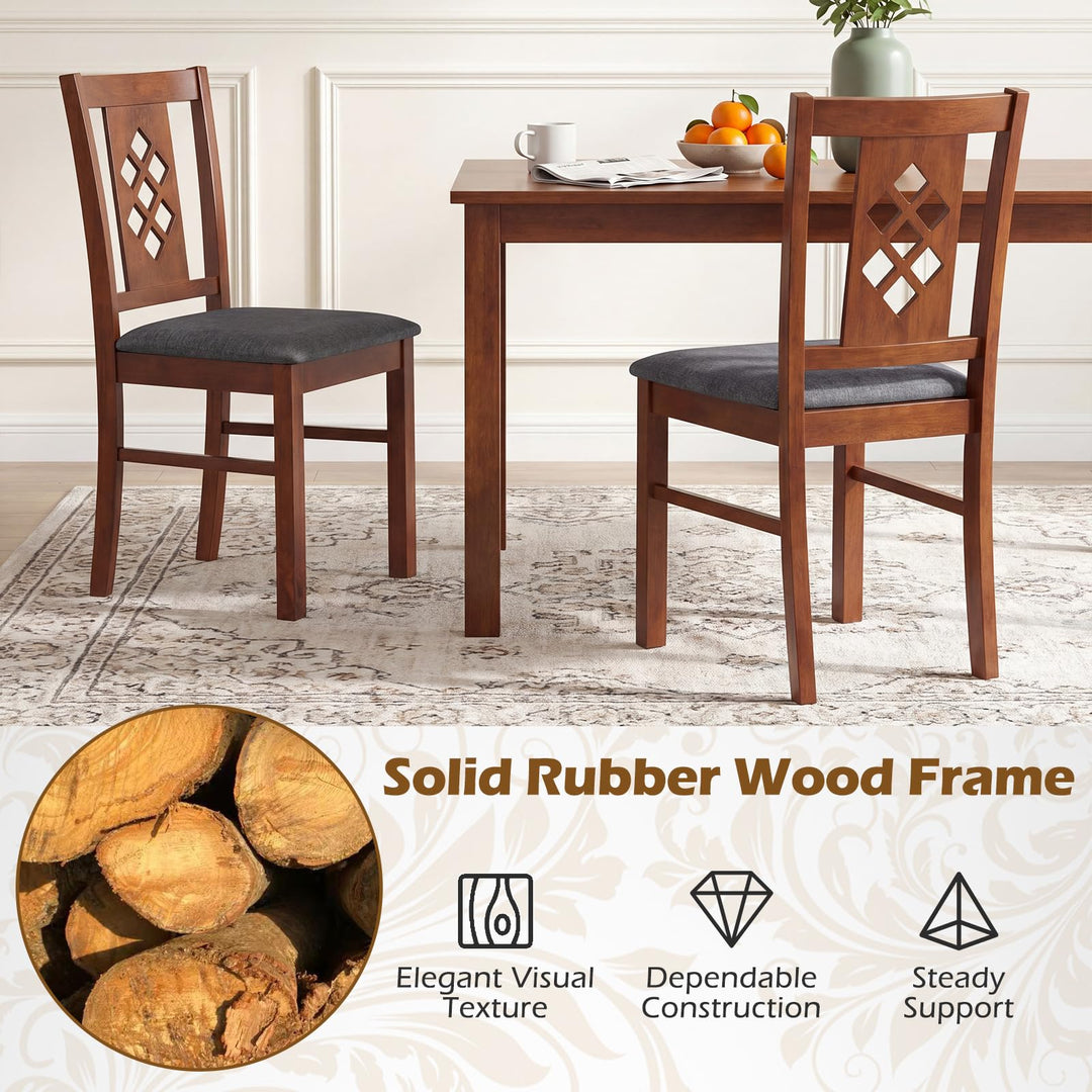 Giantex Wooden Upholstered Kitchen Chair with Elegant Diamond Back (2/4)