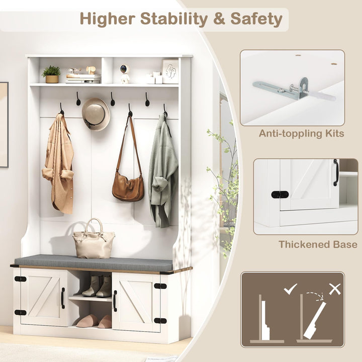 Giantex 4-in-1 Hall Tree with Bench and Shoe Storage 68.5" Tall Coat Rack
