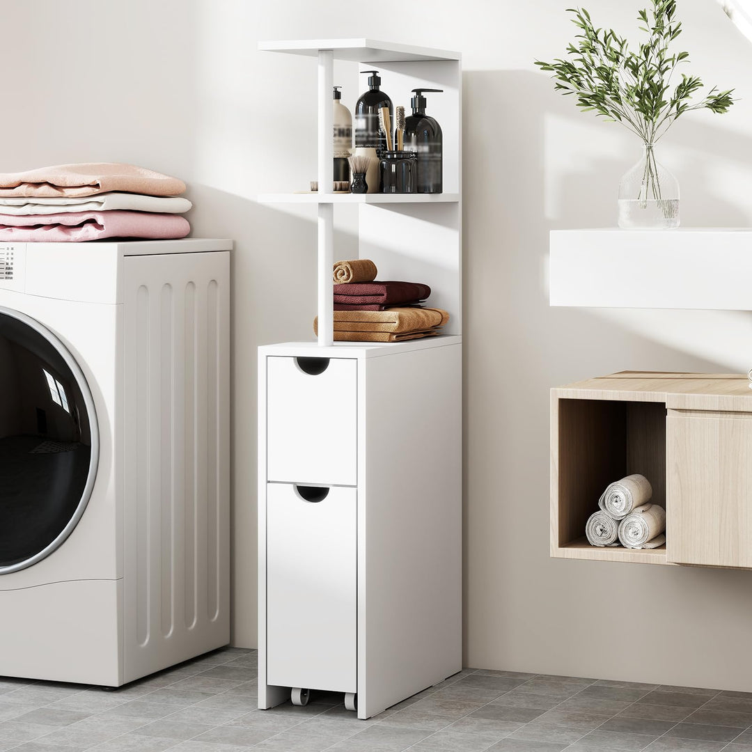 Giantex Slim Storage Cabinet Narrow Freestanding Bathroom Organizer