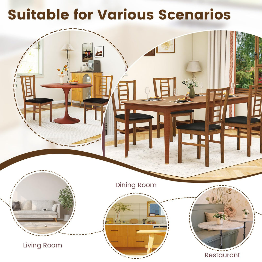 Giantex Wooden Dining Chairs Set of 2/4 Armless Kitchen Chairs