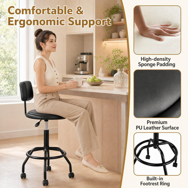 GIANTEX Swivel Height Adjustable Bar Stools with Wheels