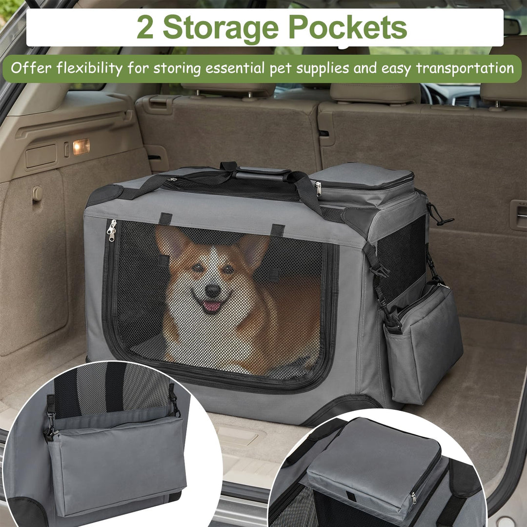 Giantex Folding Soft Dog Crate with 5-Sided Mesh