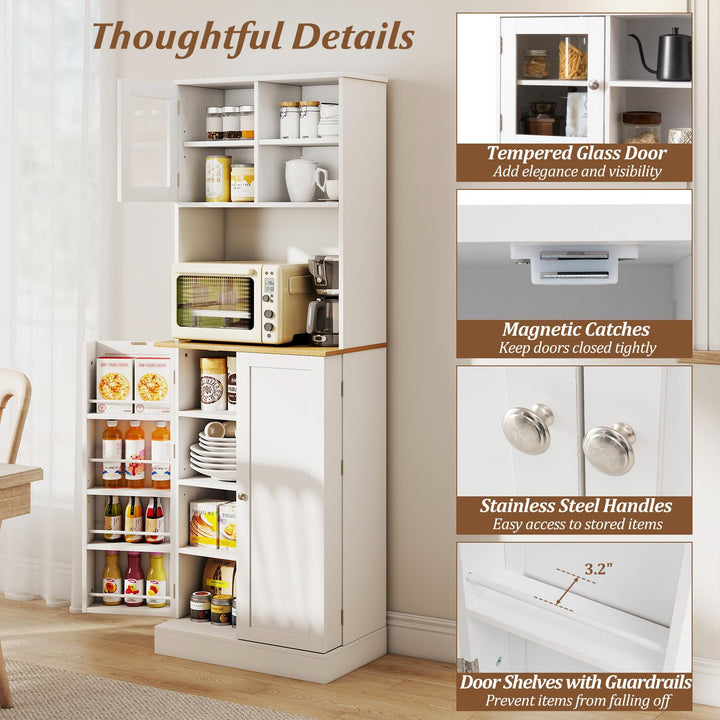 Giantex Kitchen Hutch 67" Tall Pantry Cabinet w/Microwave Countertop