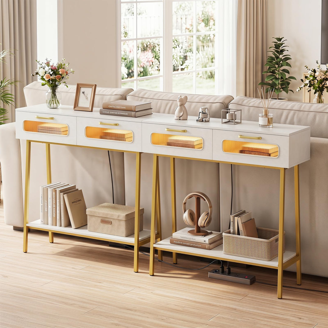 Giantex Console Table with LED Lights for Living Room Hallway Entrance