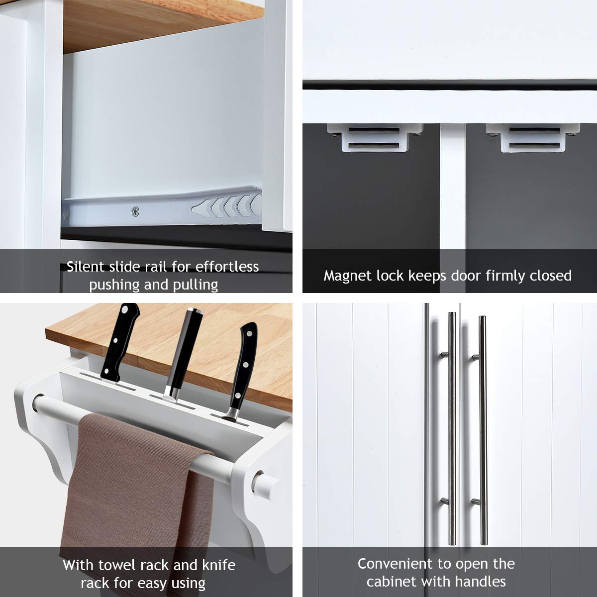 Giantex Kitchen Island Cart , 2 Drawers, 3 Door Cabinet