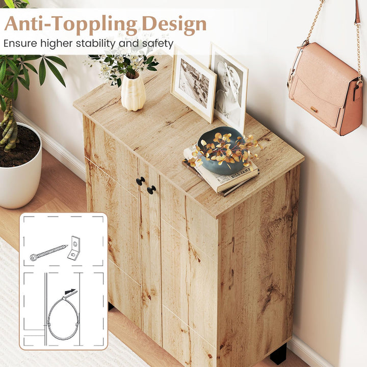 Giantex Shoe Cabinet with Doors 4-Tier Narrow Shoe Rack Cabinet