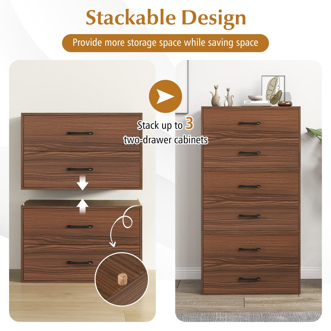 Giantex Dressers Stackable 2 Drawer Horizontal Organizer W/Handles Dresser Tower