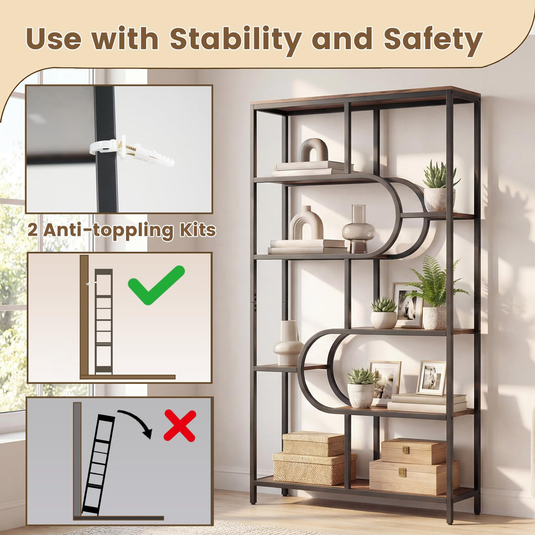 Giantex 69" Tall Etagere Bookcase w/Open Storage Shelves for Living Room