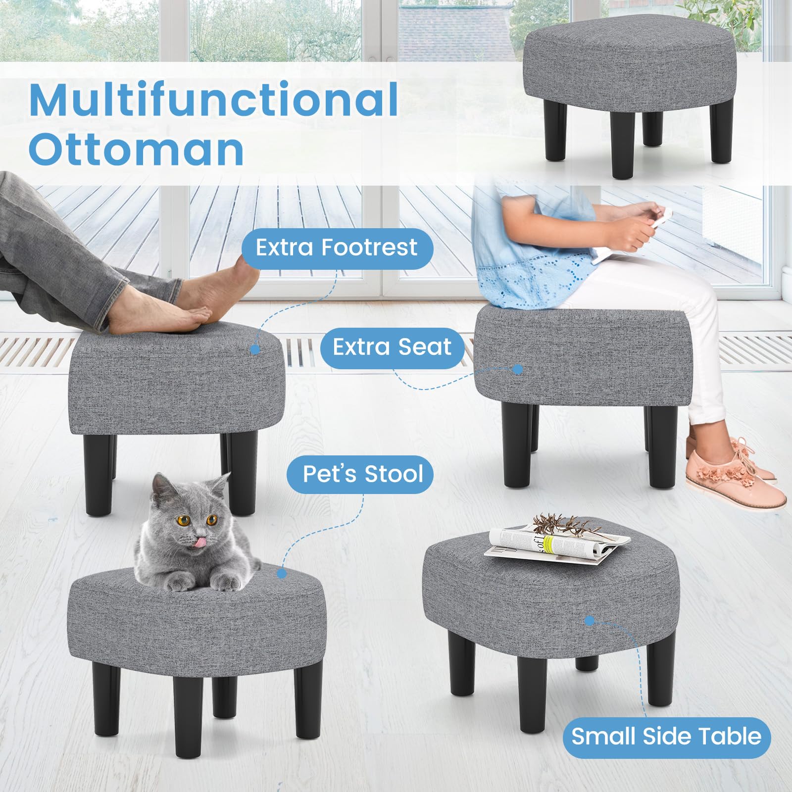 Giantex Swivel Accent Chair with Ottoman, Modern Barrel Club Chair w/Footrest