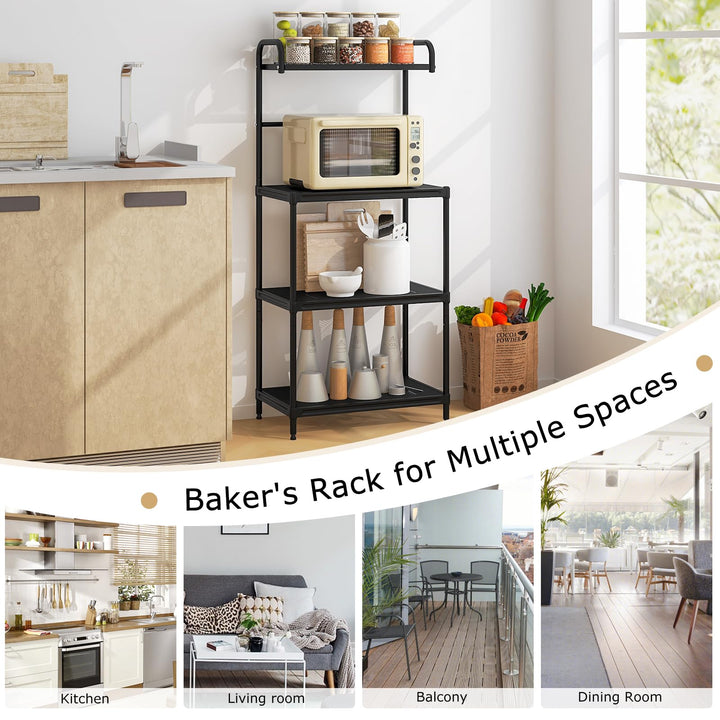 Giantex Bakers Rack, 4-Tier Microwave Oven Stand, Kitchen Storage Rack with Mesh Wire Metal Shelves