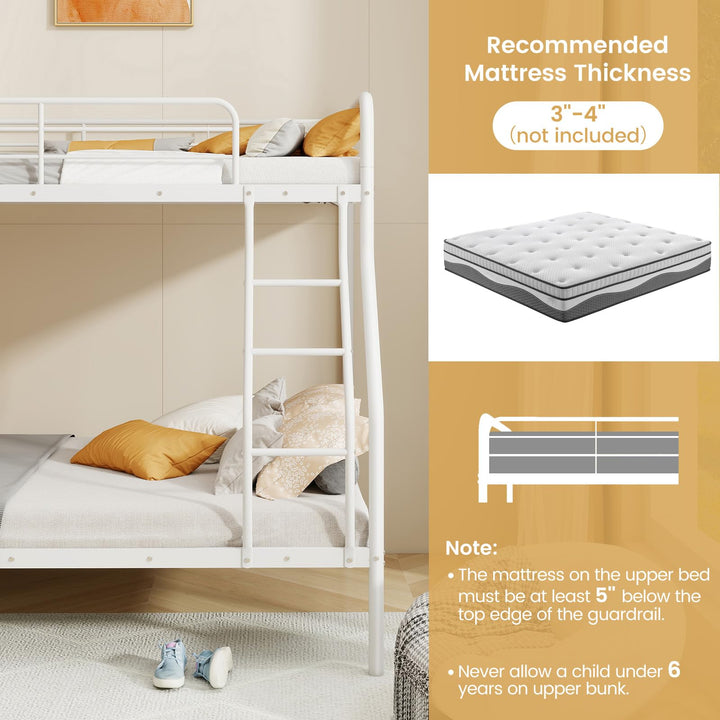 Giantex Metal Bunk Beds Twin Over Full Size, Heavy Duty Bunk Bed for Teens Adults with Ladder & Guardrails