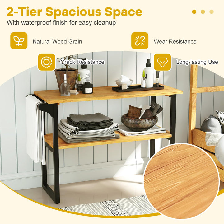 Giantex 2 Tier Bathroom Storage Shelf with Towel Rack