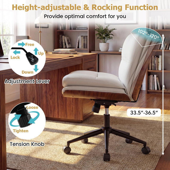 Giantex Armless Office Chair with Wheels for Home Office &amp; Bedroom