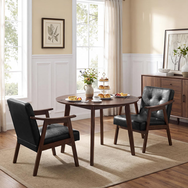 GIANTEX Faux Leather Accent Chair with Inclined Backrest (1/2)