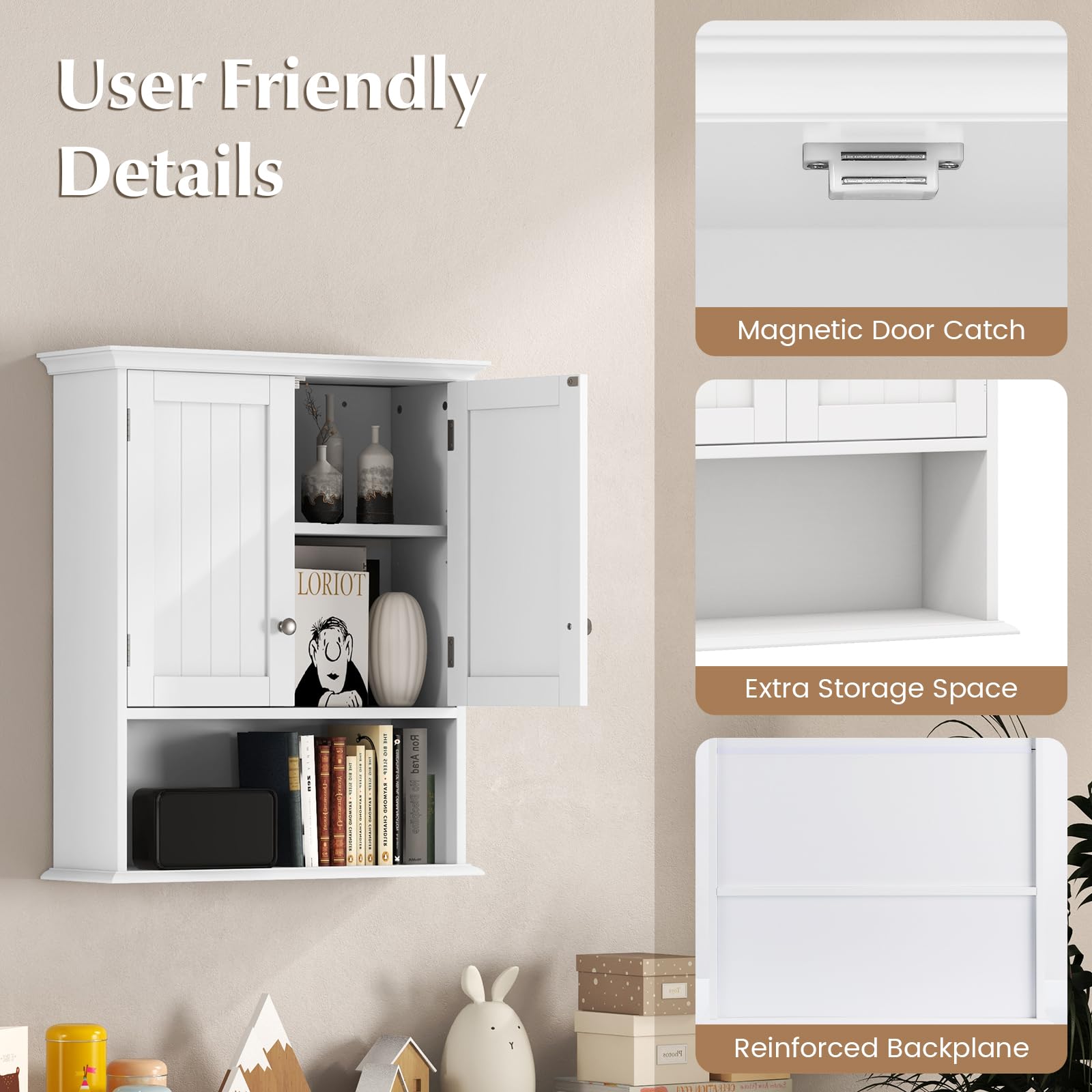 Giantex Wall Mounted Medicine Cabinets - Above Toilet Bathroom Cabinet with Adjustable Shelf