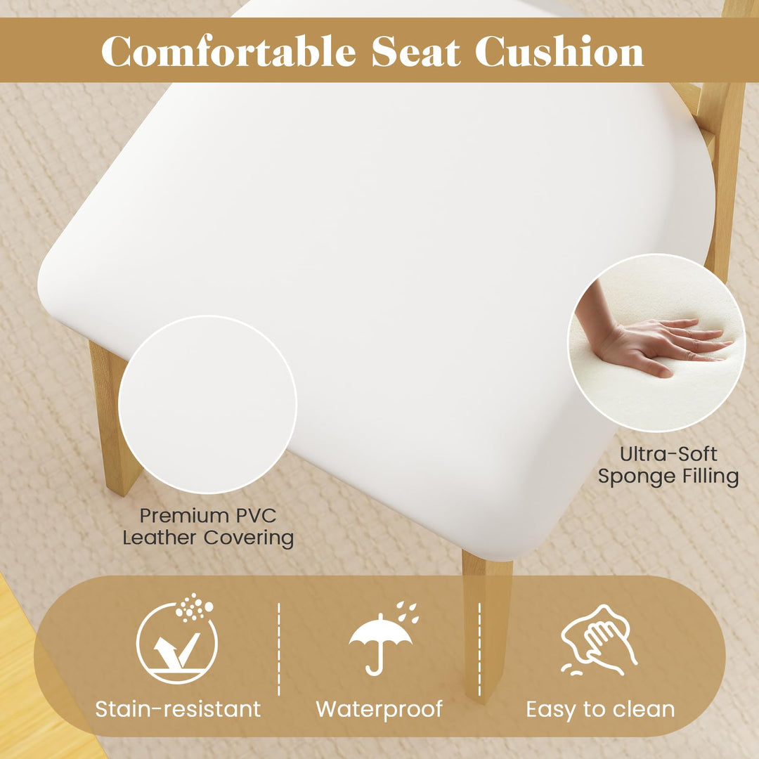 Giantex Faux Leather Upholstered Kitchen Chairs w/Breathable Mesh Cane Backrest