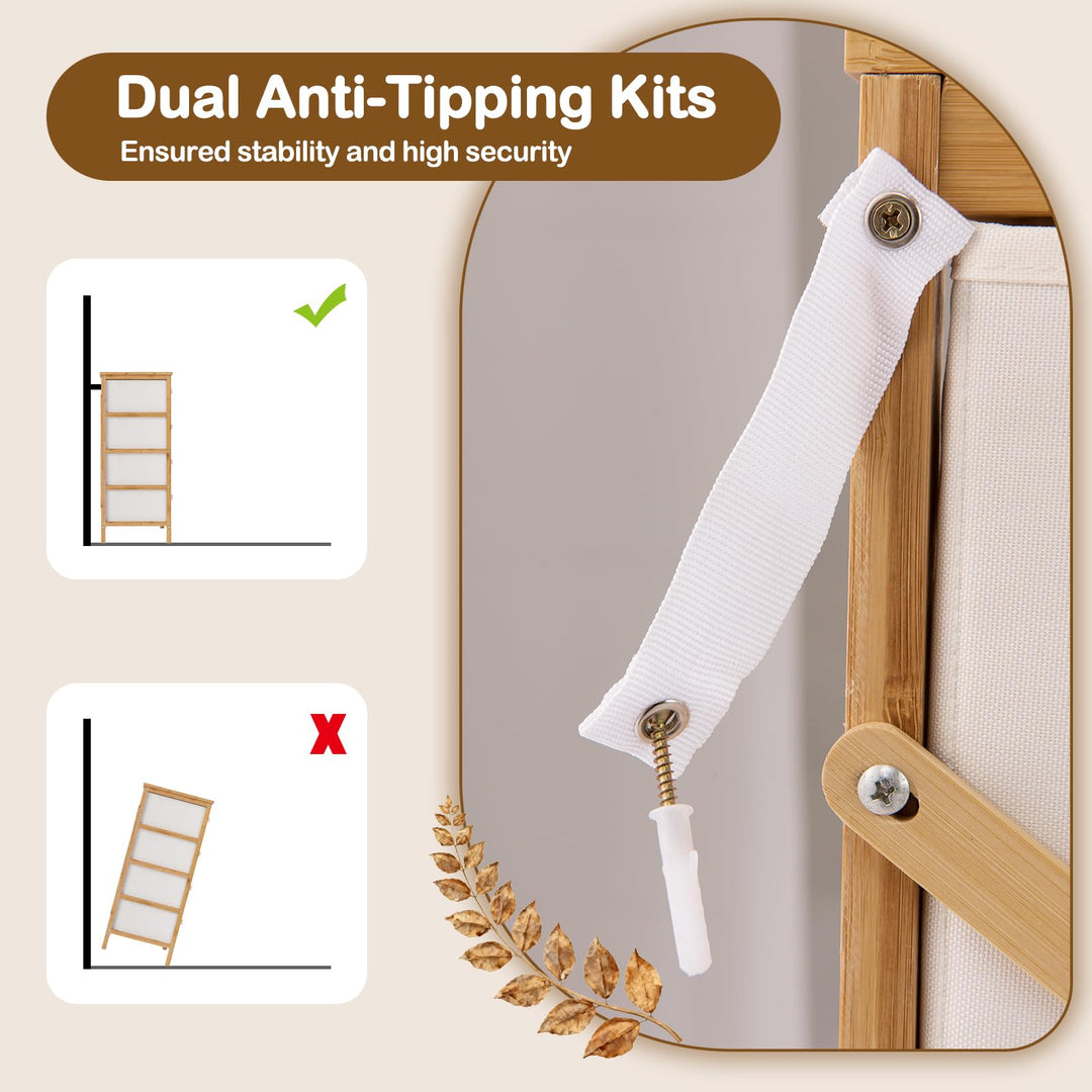 Giantex 8-Drawers Dresser Bamboo Fabric Storage Tower with Removable Fabric Bins