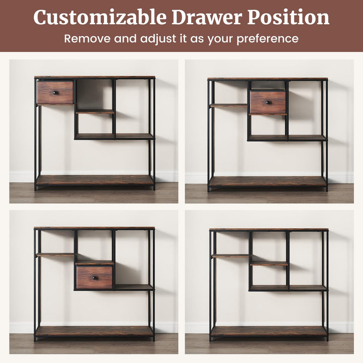 Giantex 40 Inch Console Sofa Table with Open Storage Shelves and Removable Drawer