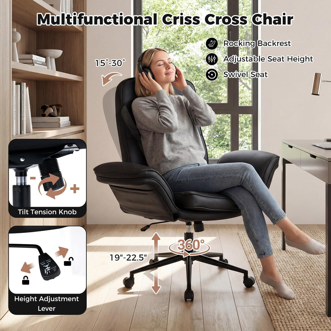 Giantex Criss Cross Chair with Armrests &amp; Wheels