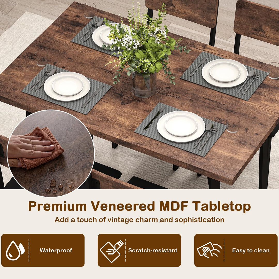 Giantex 5-Piece Dining Table Set for 4 People Industrial Kitchen Table and 4 PU Leather Chairs