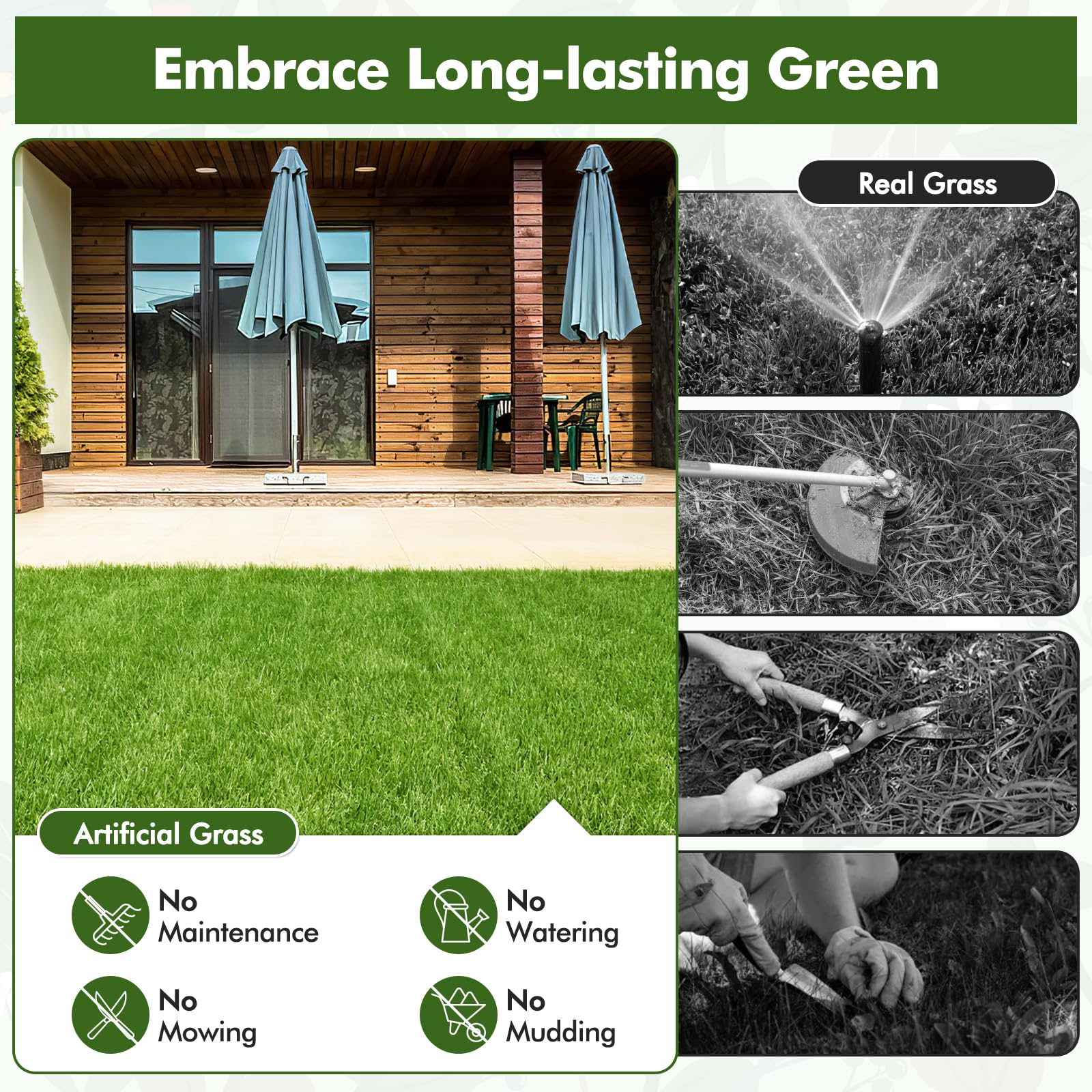 Giantex 30 Pack Interlocking Artificial Grass Tiles(12" x 12")