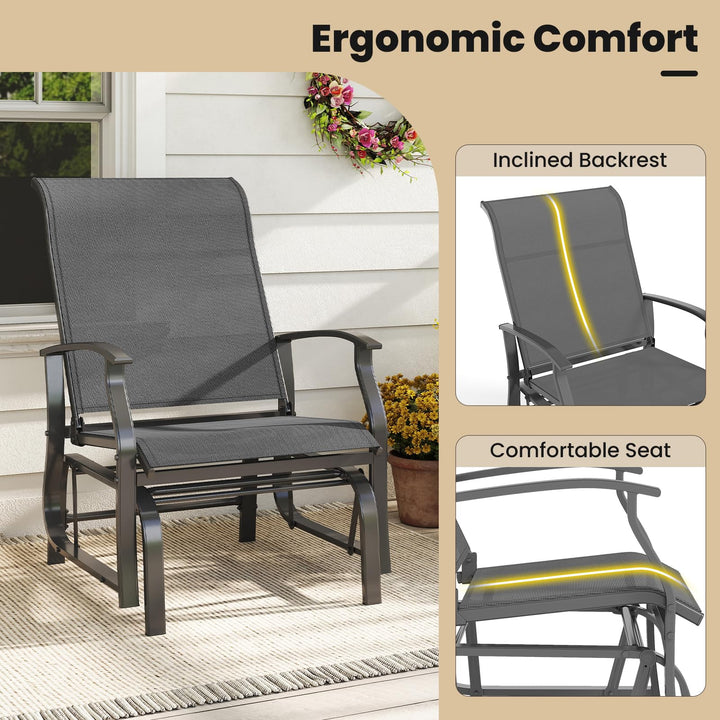 Giantex 2-Pack Outdoor Glider Rocking Chairs with Ergonomic Backrest & Seat