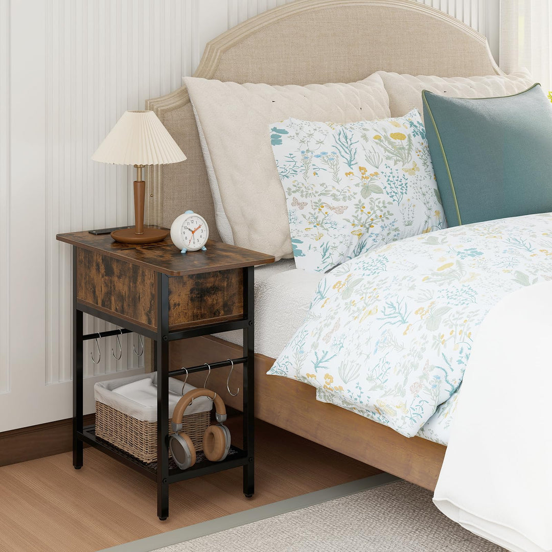 Giantex End Table | Flip Top Bedside Night Stand w/USB &amp; Type-C Ports (1/2)