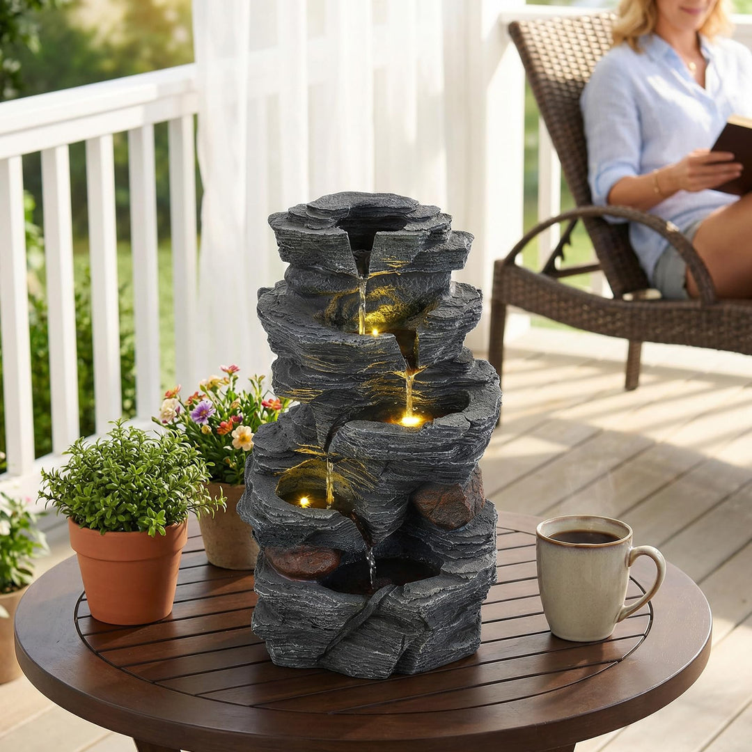 Giantex 5-Tier Water Fountain Outdoor for Patio