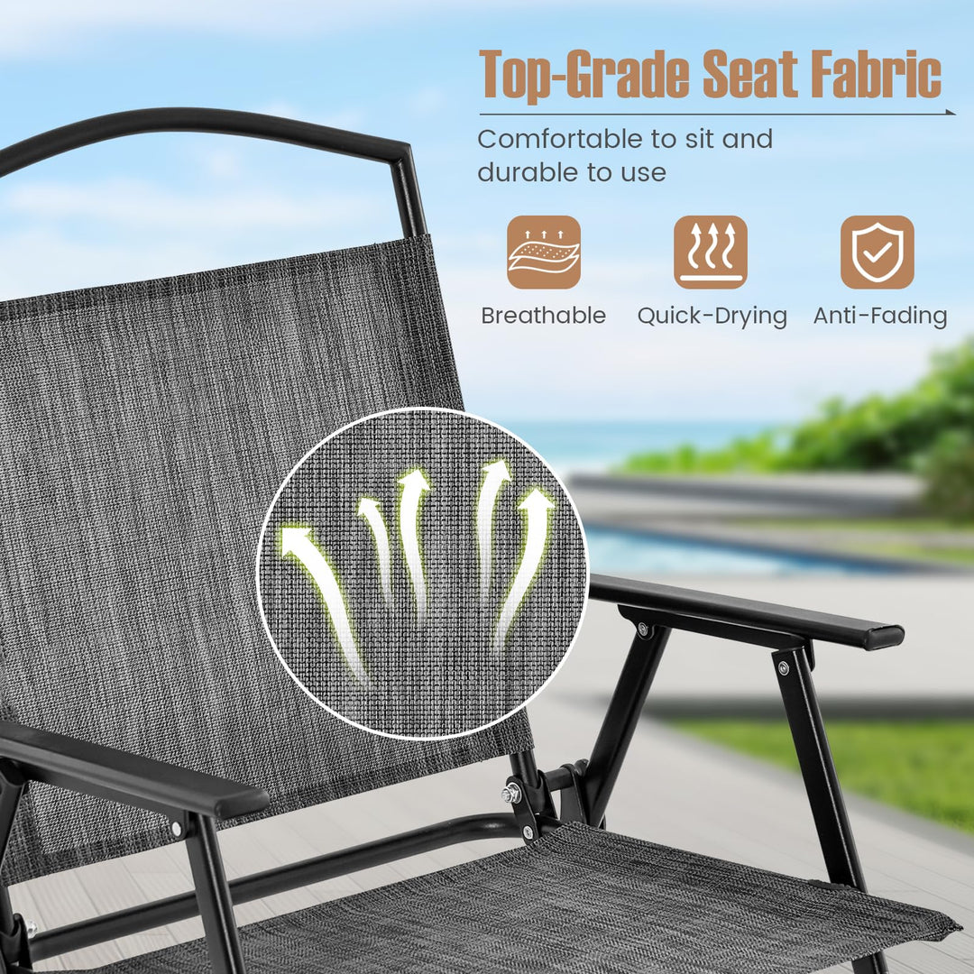 Giantex 4 Pieces Patio Dining Set, Outdoor Dining Table Set with 4 Folding Chairs (Gray)