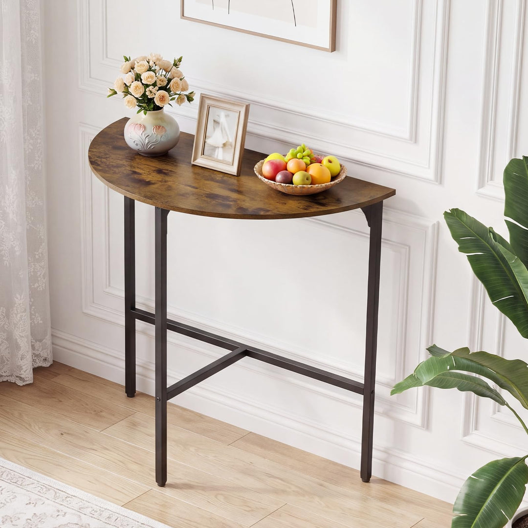 GIANTEX 32" Half Moon Industrial Narrow Console Table