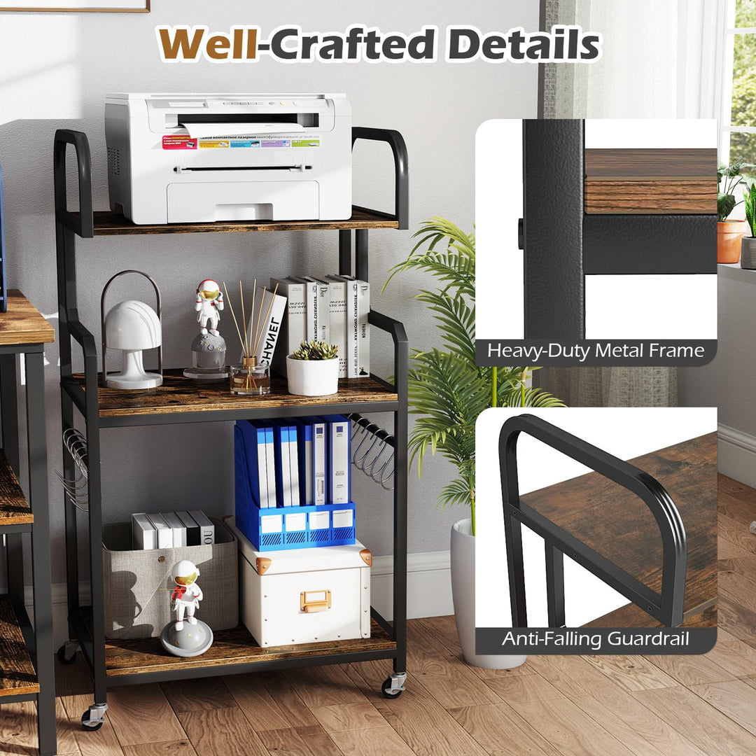 Giantex 3-Tier Rolling Printer Stand with Storage Shelves