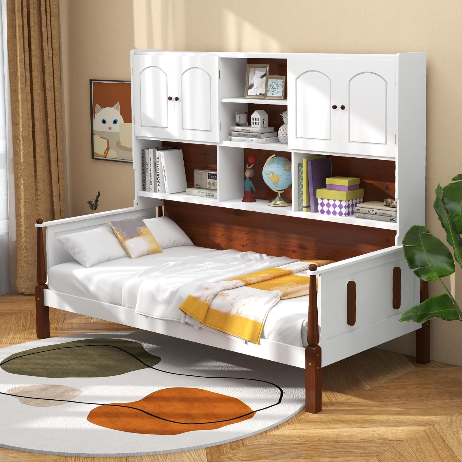 Giantex Wood Twin Bed with Storage