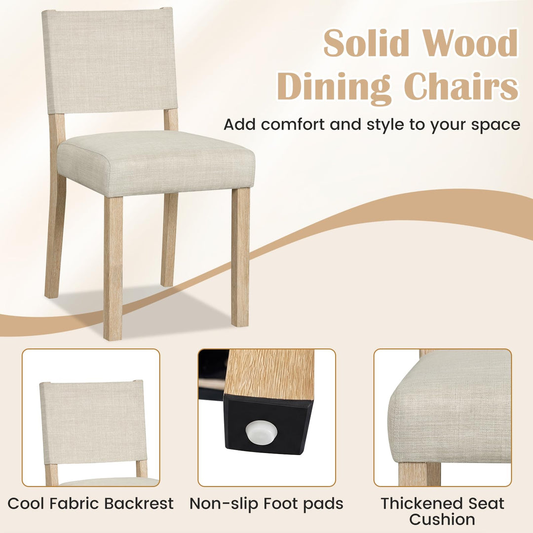 Giantex Set of 2/4 Upholstered Dining Chairs with Linen Fabric Seat