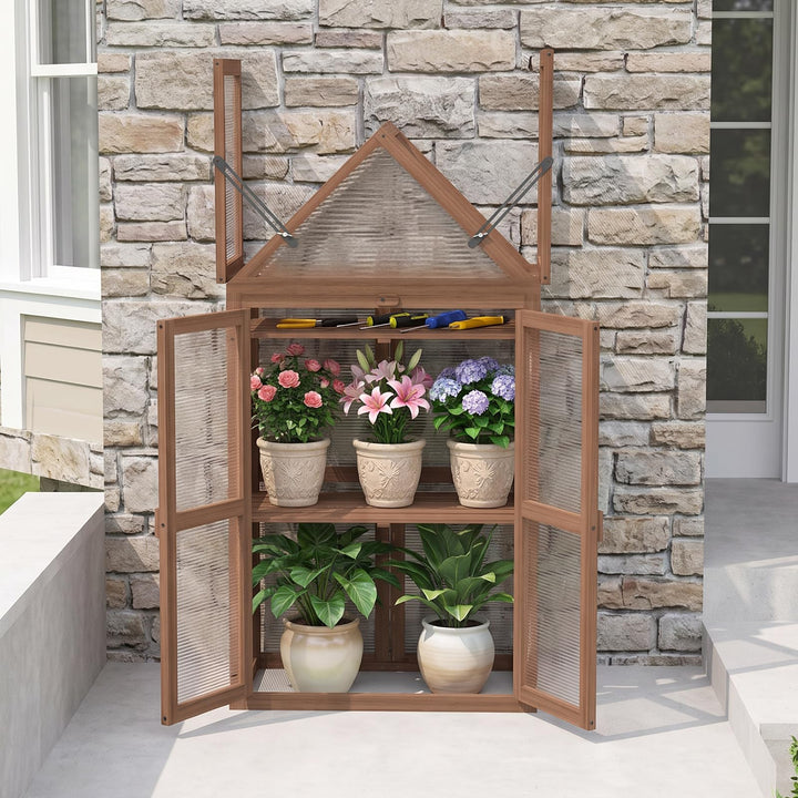 GIANTEX Garden Cold Frame w/ Transparent Flip-Top Roof &amp; 2 Adjustable Shelves