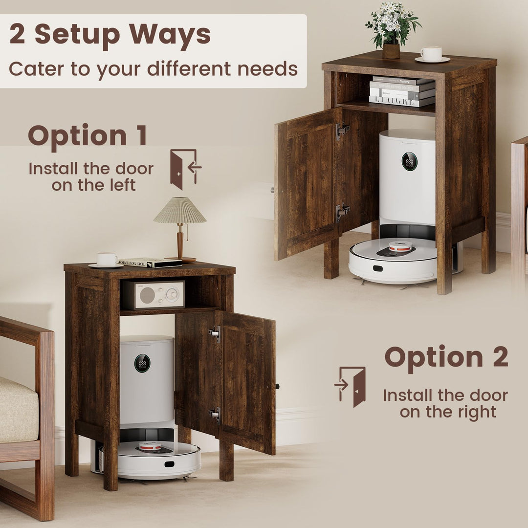 Giantex Robot Vacuum Storage Cabinet with Door and Open Shelf for Living Room Bedroom