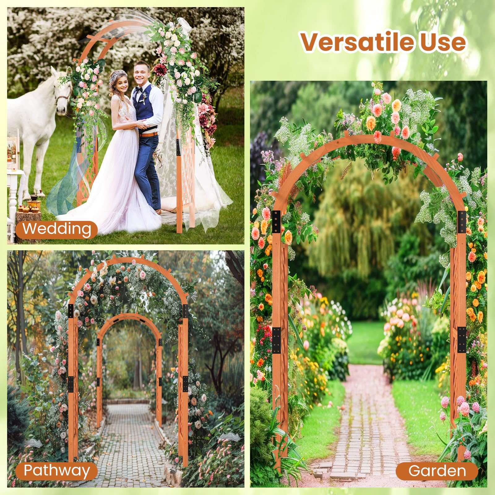 Giantex 7.7FT Wooden Garden Arbor Trellis