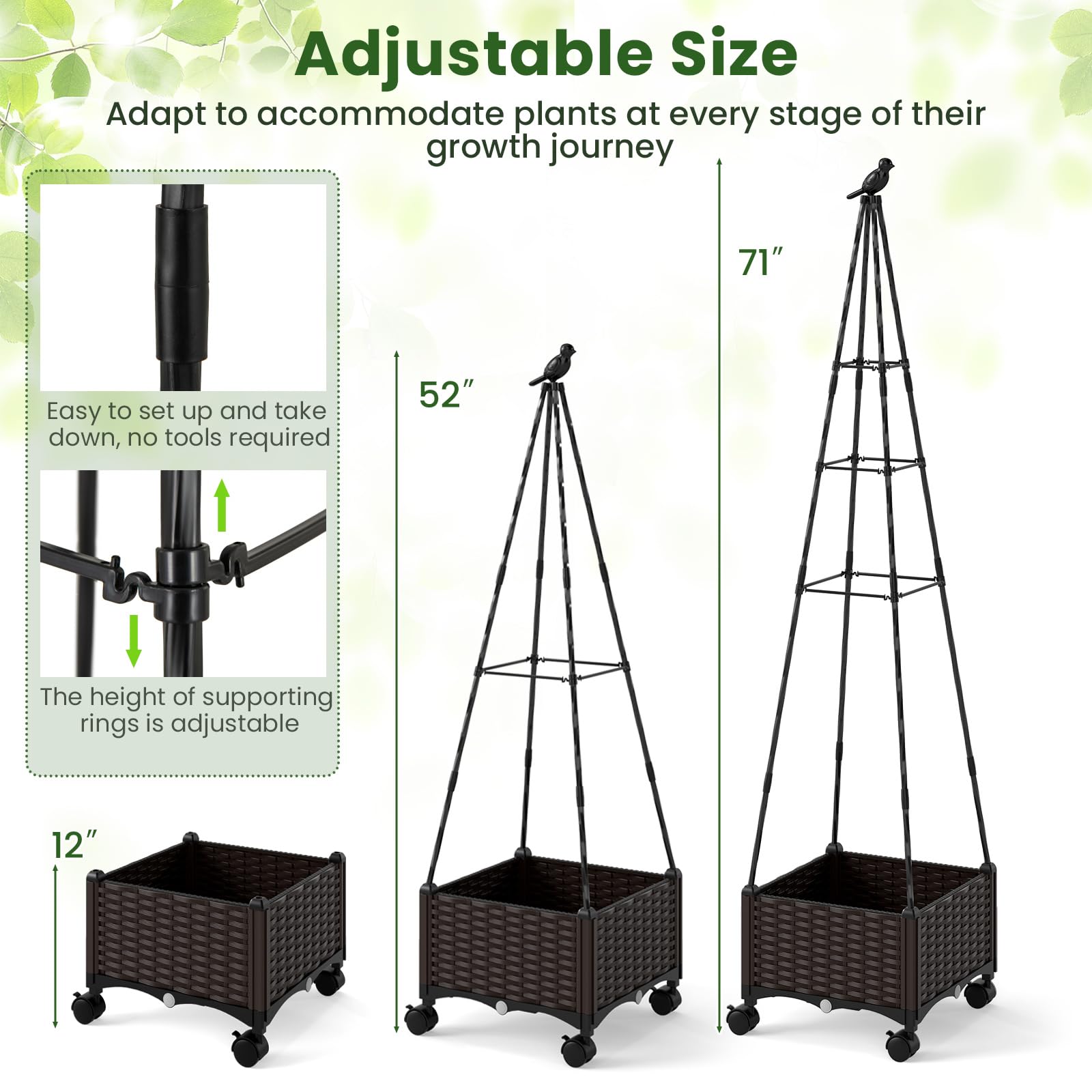 Giantex Raised Garden Bed with Wheels & Tomato Cage