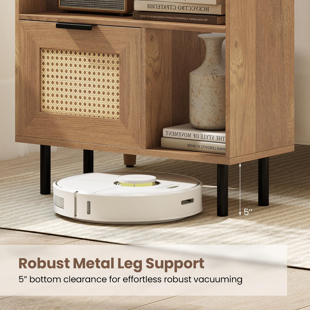 Giantex Accent Side End Table with Storage Shelf and Cabinet for Small Space