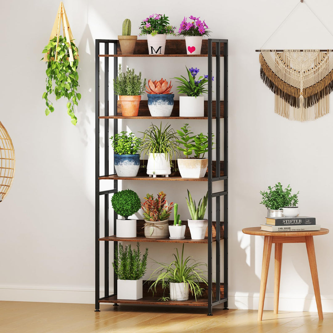 Giantex 5-Tier Bookshelf, 62" Tall Bookcase w/Tiltable Shelves, Metal Frame, Convertible Display Storage Rack