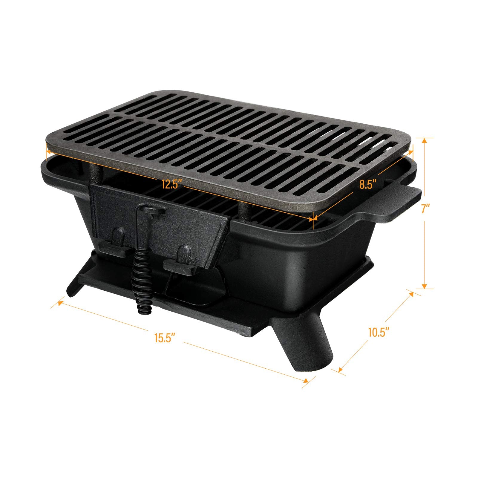 Portable Cast Iron Grill with Double-sided Grilling Net