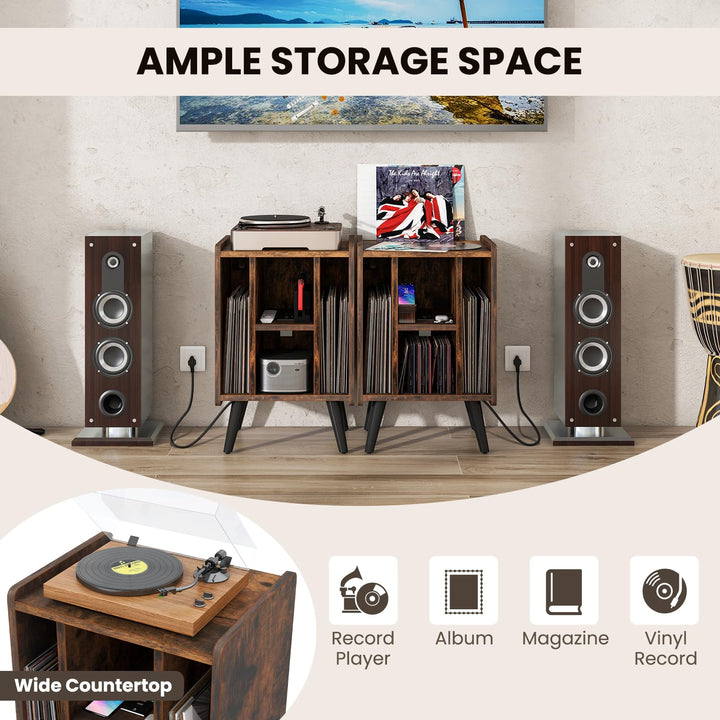 Giantex Record Player Stand, Turntable Stand with Charging Station