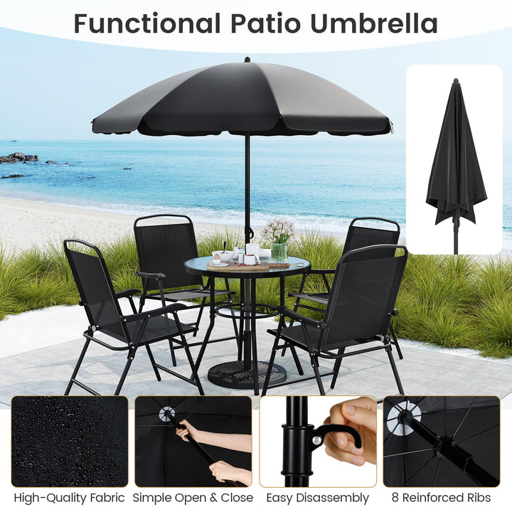 Giantex 6 Pieces Outdoor Dining Set Tempered Glass Umbrella Table with Hole