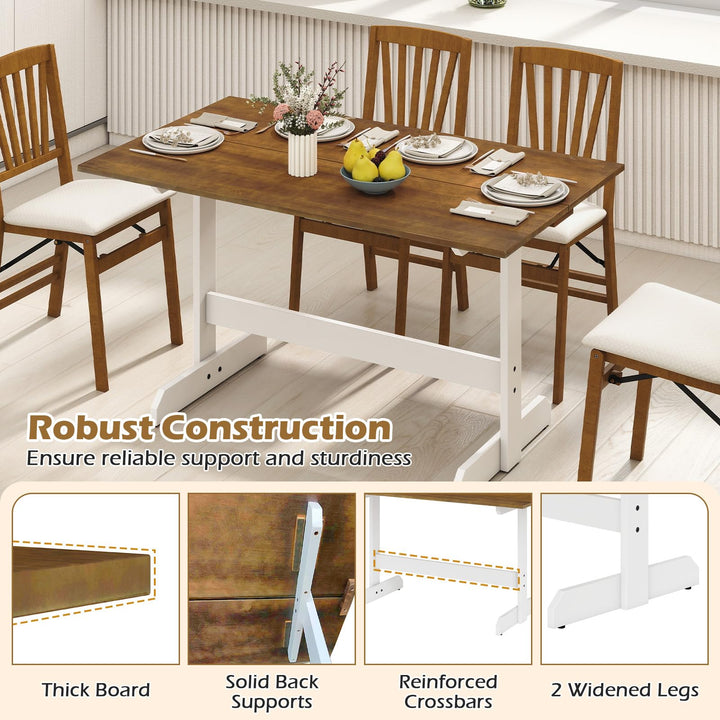 Giantex 55-Inches Farmhouse Kitchen Table with H-Shaped Rubber Wood Leg