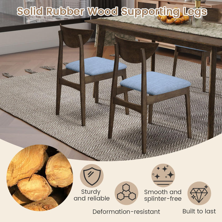 Giantex Wooden Dining Chairs Set of 2/4 Linen Fabric Upholstered Kitchen Chairs